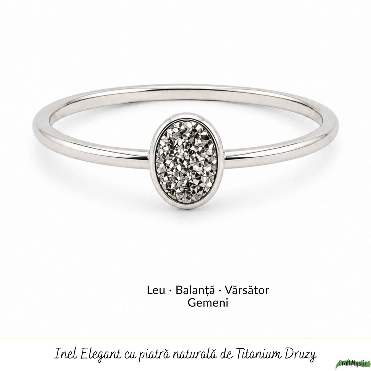 Inel argint 925 cu Titanium Druzy oval – stralucire si energie pozitiva