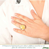 Inel Argint 925 cu Chihlimbar Galben Natural Oval - Lumina Calda si Eleganta Naturala