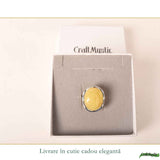 Inel Argint 925 Oval cu Chihlimbar Galben Natural - Energie Solara si Eleganta