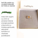 Inel argint 925 cu Citrin si Ametist - Echilibru si Claritate Interioara