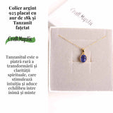 Colier Argint 925 Placat cu Aur 18K si Tanzanit Fatetat Oval - Claritate Spirituala si Transformare Interioara