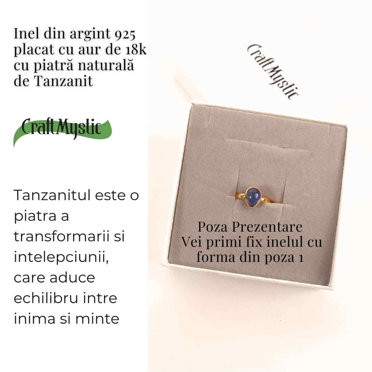 Inel Argint 925 cu Tanzanit Triunghiular Marime 62 (EU) / 10 (US) - Protectie si Evolutie Spirituala