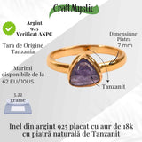 Inel Argint 925 cu Tanzanit Triunghiular Marime 62 (EU) / 10 (US) - Protectie si Evolutie Spirituala