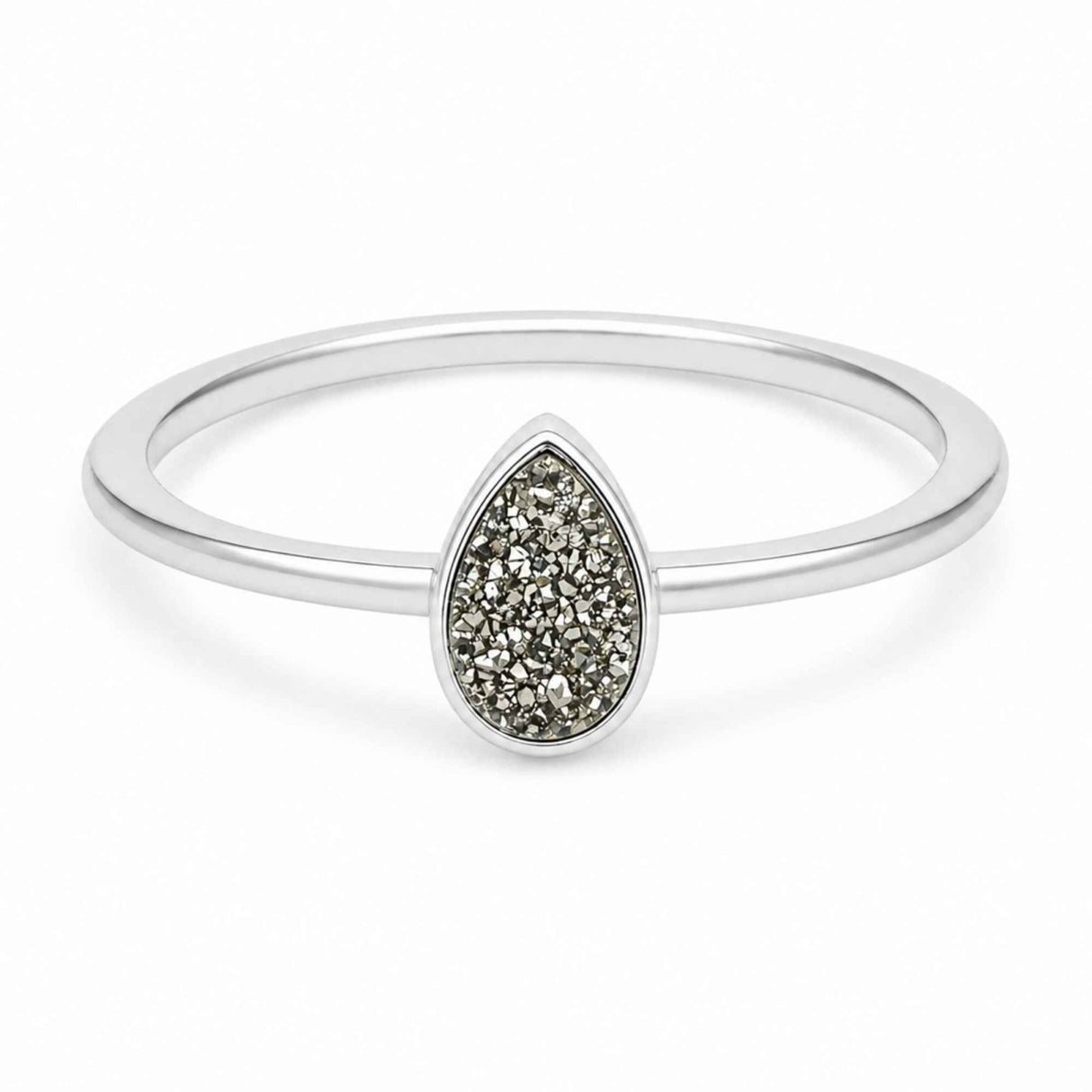 Inel argint 925 cu Titanium Druzy lacrima – stralucire si energie pozitiva