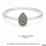 Inel argint 925 cu Titanium Druzy lacrima – stralucire si energie pozitiva