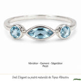 Inel argint 925 cu Topaz Albastru triplu – claritate si echilibru zilnic