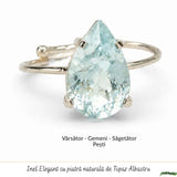 Inel argint 925 cu Topaz Albastru lacrima – calm si claritate interioara