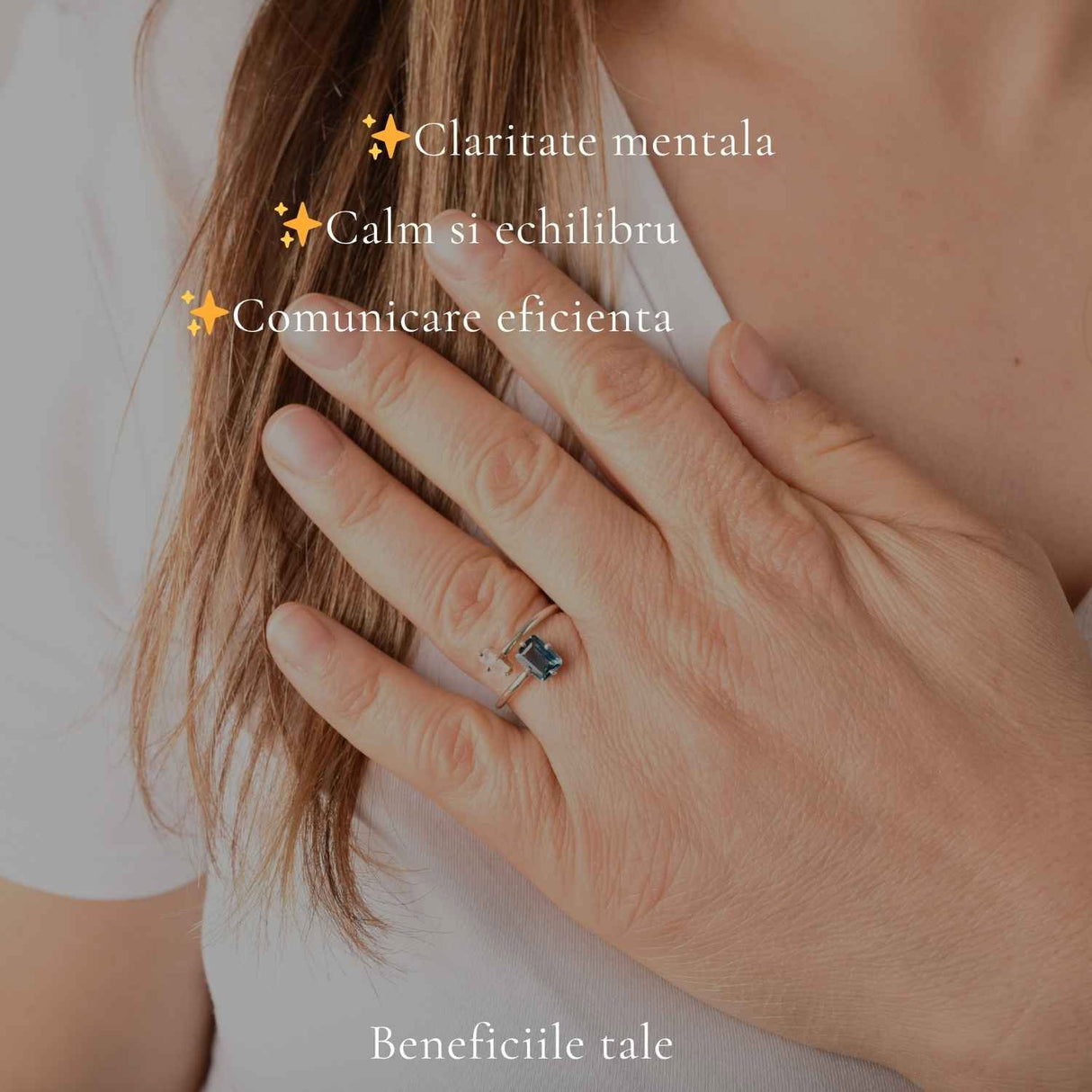 Inel argint 925 cu Topaz Albastru si Piatra Lunii dreptunghi – echilibru si claritate