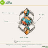 Inel Argint 925 cu Turcoaz Spinny Oyster Floare Vintage – Protectie si Feminitate