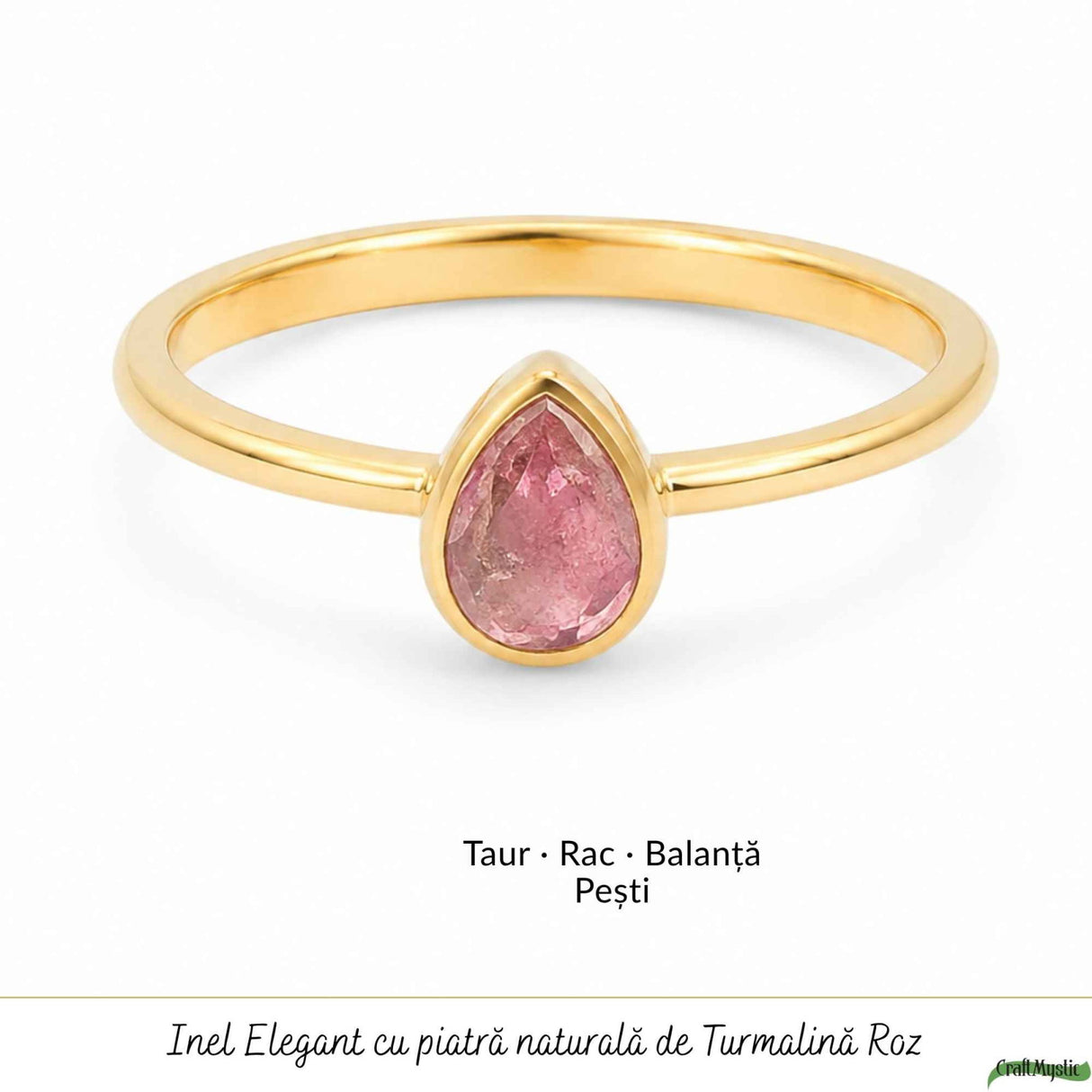 Inel Argint 925 cu Turmalina Roz Lacrima – Feminitate si Iubire Delicata