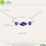 Inel Argint 925 cu 3 Pietre Ametist Natural Fatetat – Calm si Claritate Interioara