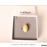 Inel Argint 925 cu Chihlimbar Galben Natural Oval - Lumina Calda si Eleganta Naturala