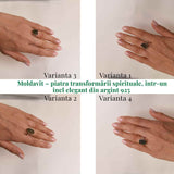 Inel argint 925 cu Moldavit natural brut Marime M52-53/6 - Piatra transformarii spirituale