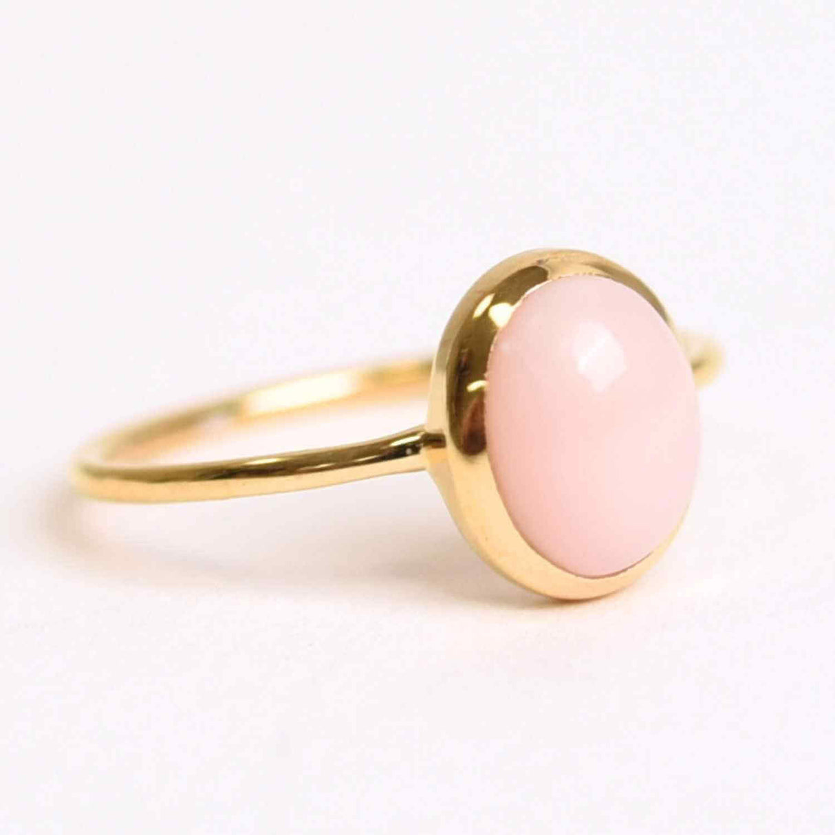 Inel Argint 925 placat cu Aur 18K cu Opal Roz Oval - Iubire, Vindecare si Blandete