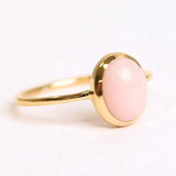 Inel Argint 925 placat cu Aur 18K cu Opal Roz Oval - Iubire, Vindecare si Blandete