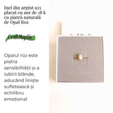 Inel Argint 925 placat cu Aur 18K cu Opal Roz Oval - Iubire, Vindecare si Blandete