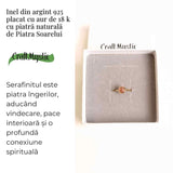 Inel Argint 925 placat cu Aur 18K cu Piatra Soarelui Oval - Energie Pozitiva si Incredere Interioara