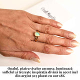 Inel Argint 925 placat cu Aur 18K cu Opal Etiopian Lacrima - Lumina Vindecarii Interioare