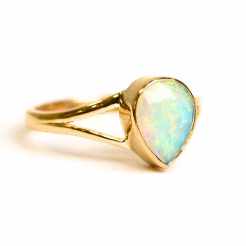 Inel Argint 925 placat cu Aur 18K cu Opal Etiopian Lacrima - Lumina Vindecarii Interioare