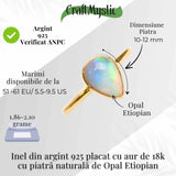 Inel argint 925 placat cu aur 18K cu Opal Etiopian lacrima - Lumina sufletului