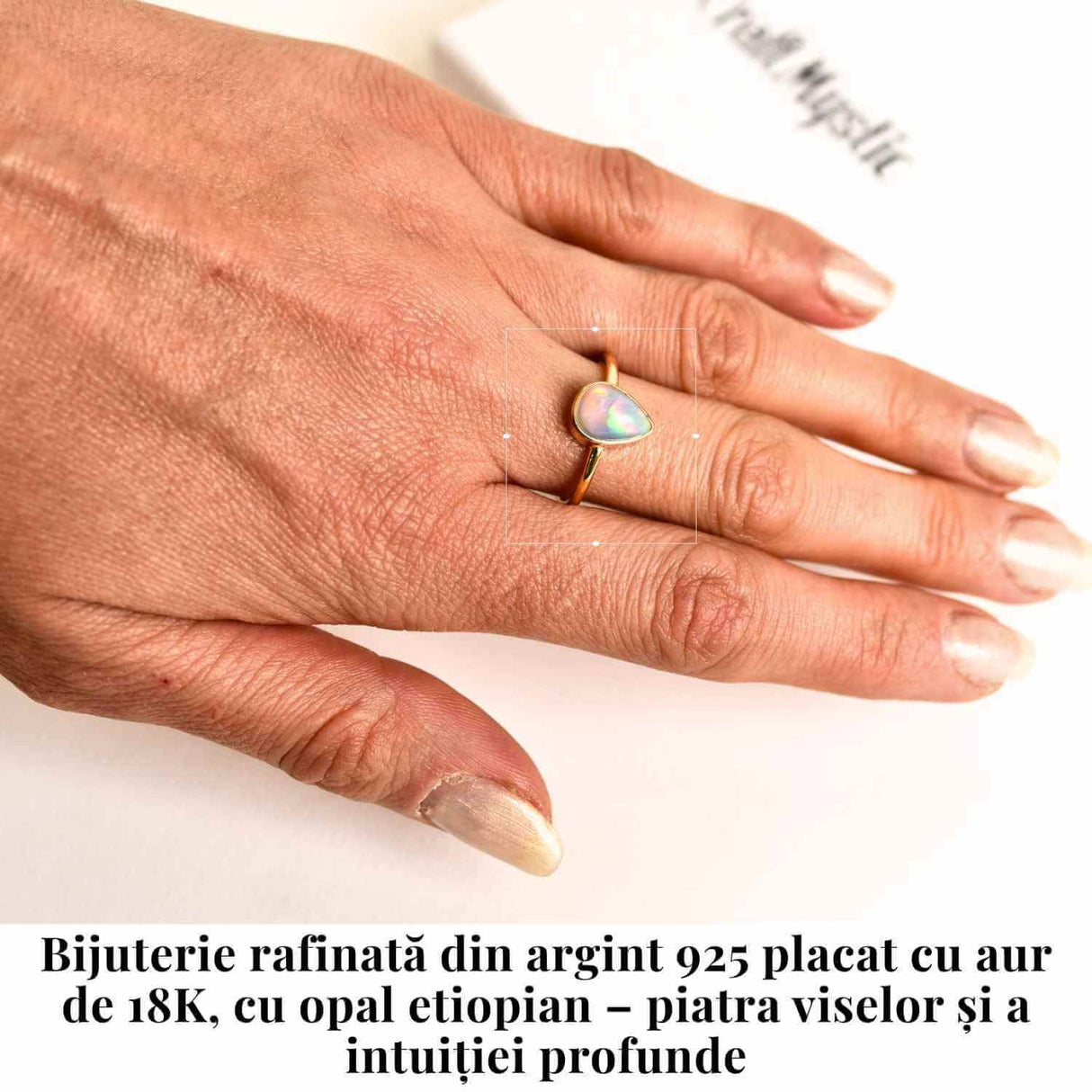 Inel argint 925 placat cu aur 18K cu Opal Etiopian lacrima - Lumina sufletului