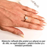 Inel argint 925 placat cu aur 18K cu Opal Etiopian lacrima - Lumina sufletului