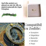 Inel argint 925 placat cu aur 18k cu Opal Etiopian oval - Lumina interioara si inspiratie divina