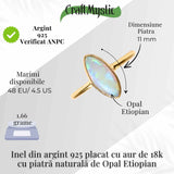 Inel din argint 925 placat cu aur 18K forma delica cu piatra naturala Opal Etiopian marquise