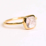 Inel Argint 925 placat cu Aur 18K cu Morganite Patrat - Iubire Divina si Echilibru Emotional