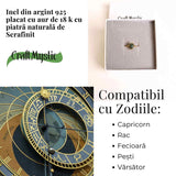 Inel Argint 925 placat cu Aur 18K cu Serafinit Lacrima - Armonie Spirituala si Vindecare Interioara