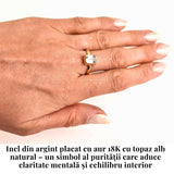 Inel Argint 925 placat cu Aur 18K si Topaz Alb Fatetat - Claritate si Eleganta