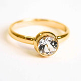 Inel argint 925 placat cu aur 18k si Topaz Alb rotund fatetat