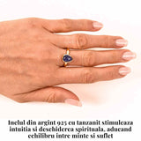 Inel Argint 925 cu Tanzanit in Forma de Lacrima Marime 55 (EU) / 7 (US)- Transformare si Claritate Spirituala