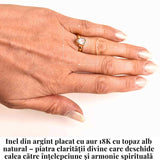 Inel argint 925 placat cu aur 18K cu Topaz Alb fatetat lacrima - Claritate si Lumina Interioara