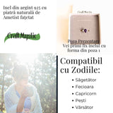 Inel Argint 925 cu Ametist Fatetat Rotund - Armonie si Claritate Spirituala