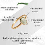 Inel argint 925 placat cu aur 18K si Kyanit verde menta fatetat - Echilibru si incredere