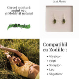 Cercei argint 925 cu Moldavit natural neuniform 1.9-2 grame - Transformare interioara si conexiune spirituala