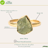 Inel argint 925 placat cu aur de 18k moldavit brut M6.5/52 – energie intensa si transformare profunda