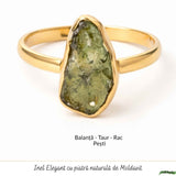 Inel argint 925 placat cu aur de 18k si moldavit brut neuniform, M6.5/53 – energie profunda si transformare autentica
