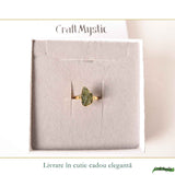 Inel argint 925 placat cu aur de 18k si moldavit brut M5/49 – energie intensa si transformare autentica