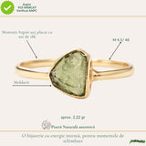 Inel argint 925 placat cu aur de 18k si moldavit bru, M4.5/48 – energie subtila si transformare interioara