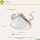 Inel Argint 925 cu Piatra Lunii Triunghi – Intuite si Feminitate Delicata