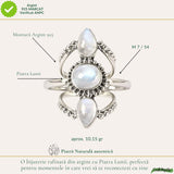Inel Argint 925 Vintage Triplu cu Piatra Lunii – Intuitie si Eleganta Clasica