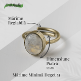 Inel Reglabil Argintiu cu Piatra Lunii Curcubeu - Intuitie si Liniste