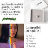 Inel Reglabil Argintiu cu Piatra Lunii Curcubeu - Intuitie si Liniste