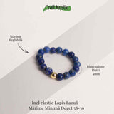 Inel elastic cu biluta aurie si margele 4 mm din pietre naturale - Lapiz Lazuli