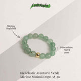 Inel elastic cu biluta aurie si margele 4 mm din pietre naturale - Aventurin Verde