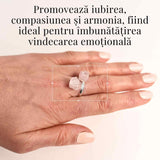 Inel Reglabil Argintiu cu Dublu Cuart Roz, Dragoste Si Armonie