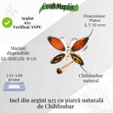 Inel Argint 925 cu Chihlimbar Natural in Forma de Fluture ajustabil - Renastere si Energie Solara