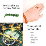Inel ajustabil argint 925 cu chihlimbar natural - Design fluture